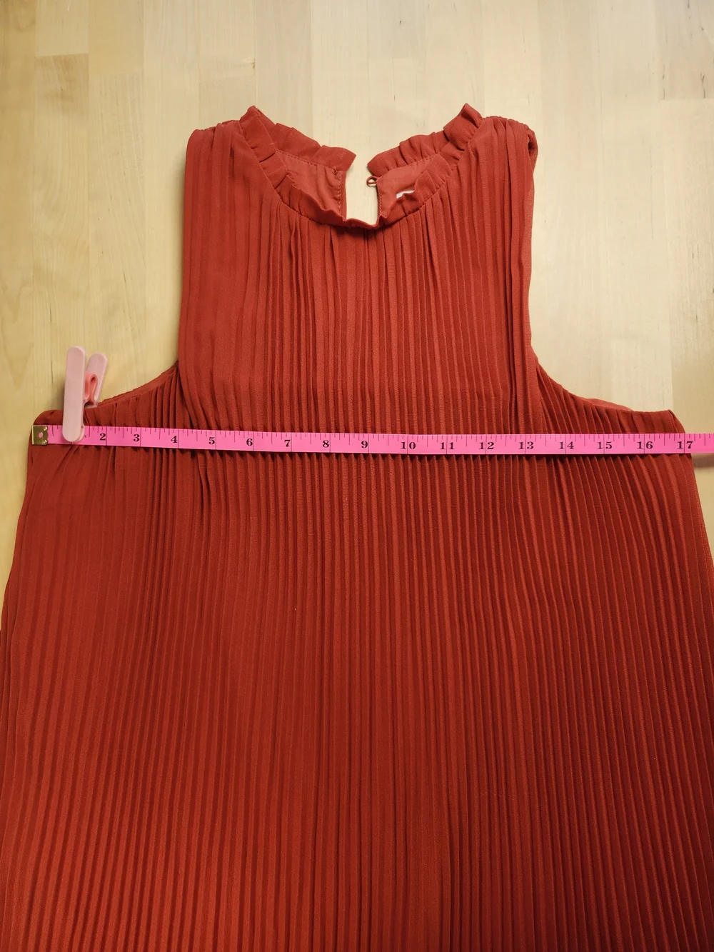 A New Day Sleeveless Pleated Midi Dress in Rust Orange XS
